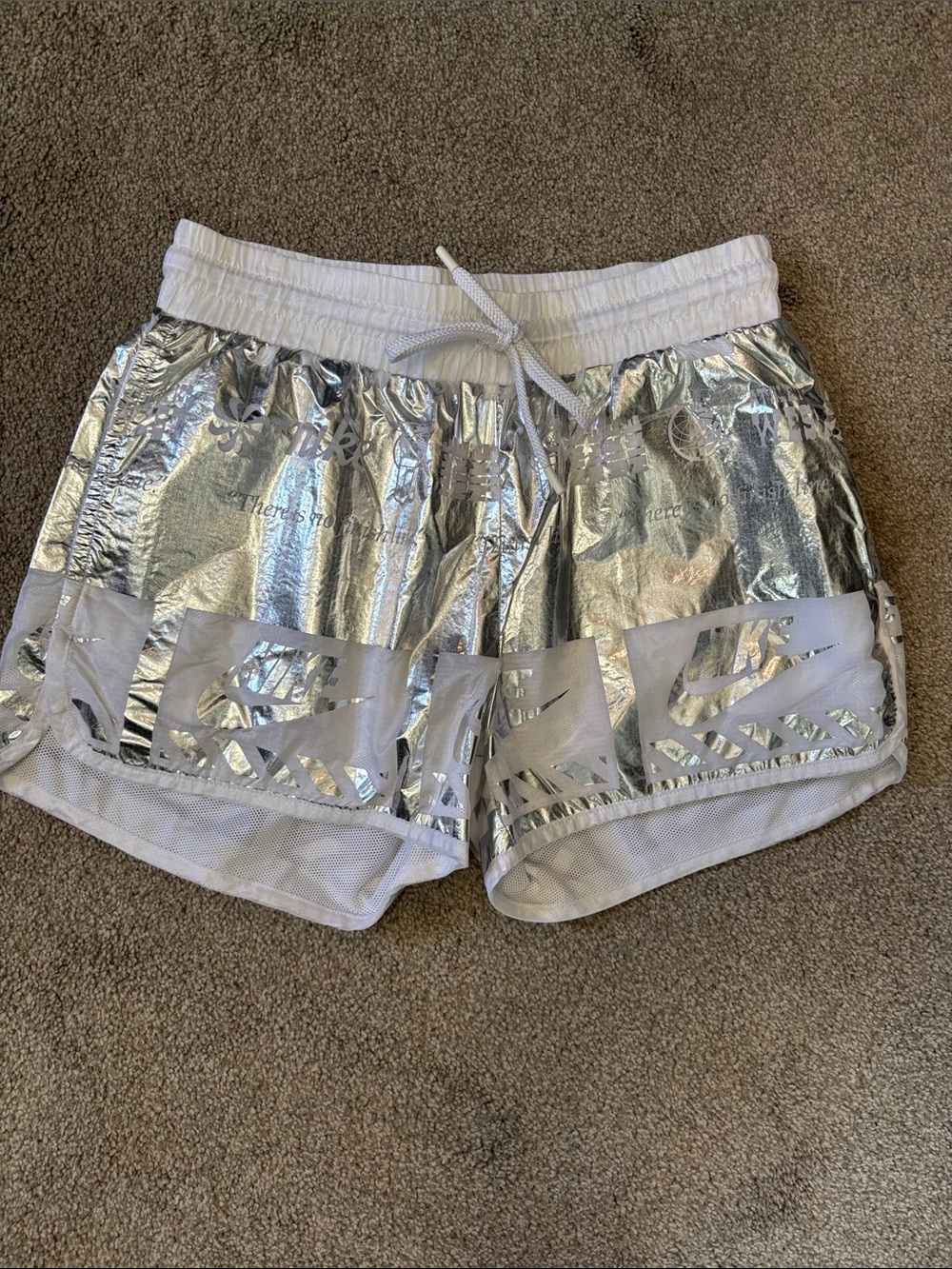 Nike silver running shorts